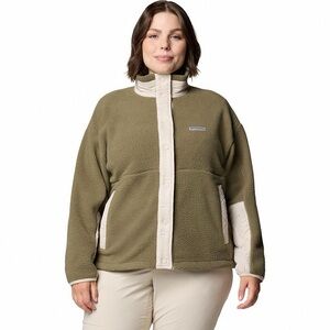 NWT Women's Columbia Cloud Point Snap Fleece Green/Cream Size 3X